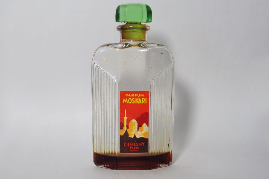 Flacon Moskari de Cheramy Parfum Bouchon Verre emeri Hauteur 11 cm 