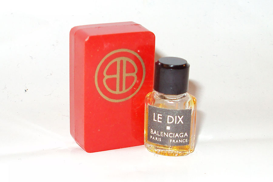 Miniature Le Dix de Balenciaga 1/28 fl oz bouchon noir bakelite hauteur 2.8 cm 