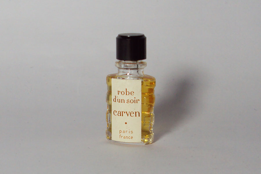 Miniature Robe d' un Soir de Carven Bouchon Bakelite noir hauteur 3.7 cm 