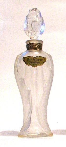Flacon Shalimar de Guerlain Flacon type Amphore 1955 bouchon tulipe en verre émeri hauteur 11.5 cm drapé givré 15 ml 