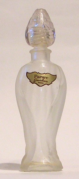 Flacon Parure de Guerlain Flacon type Amphore 1955 bouchon tulipe en plastique hauteur 11.5 cm drapé givré 15 ml 