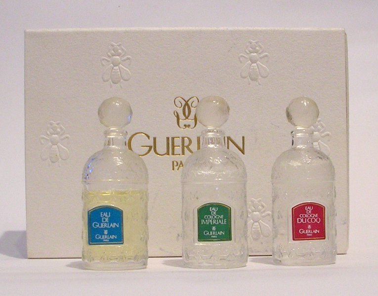 miniature Coffret de Guerlain Réplique des flacons abeillepour eau de Guerlain, Eau de cologne Imperiale, l'eau de Cologne du Coq 3 x 7.5 ml   
