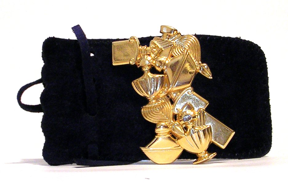 Bijoux Bijou de Guerlain Broche Doré plusieurs Flacons 