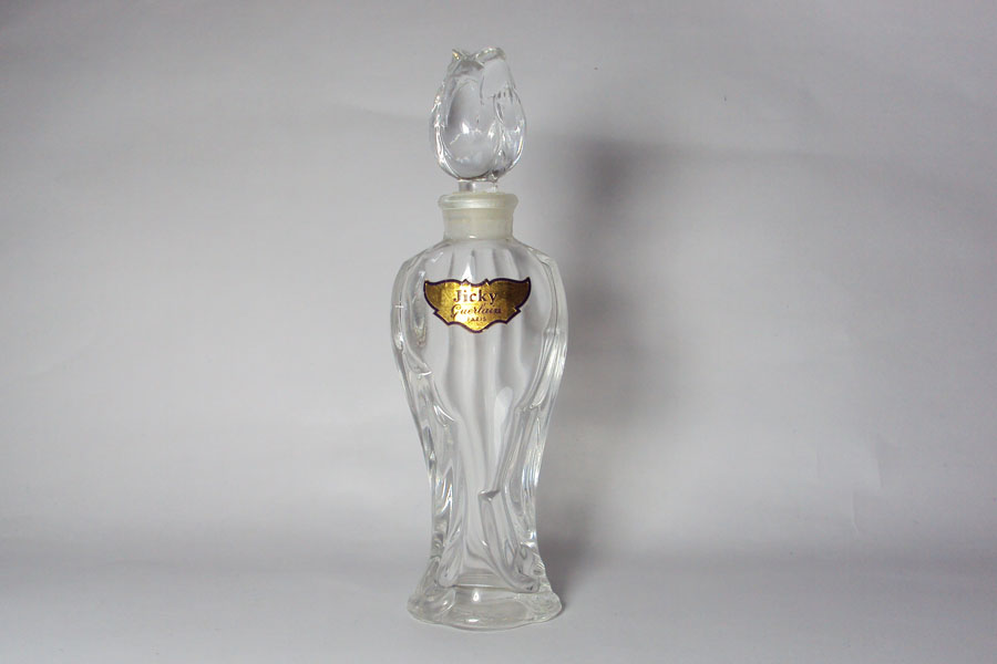 flacon Jicky de Guerlain Flacon type Amphore 1955 bouchon tulipe en verre hauteur 11.5 cm drapé non givré 15 ml 