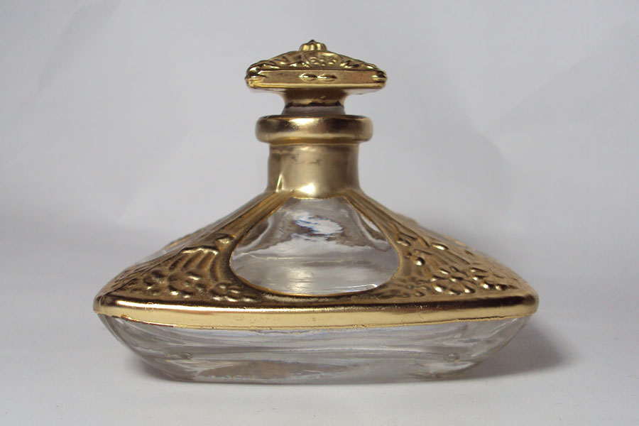 flacon Rose Ambrée de Muller Hauteur 6.3 cm bouchon en verre émerisé flacon encrier décor floral doré sans étiquette 